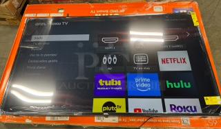 65" ONN ROKU 4K UHD Smart TV, model ROKU 65", tested and working. Features streaming apps with visible HDMI port options.