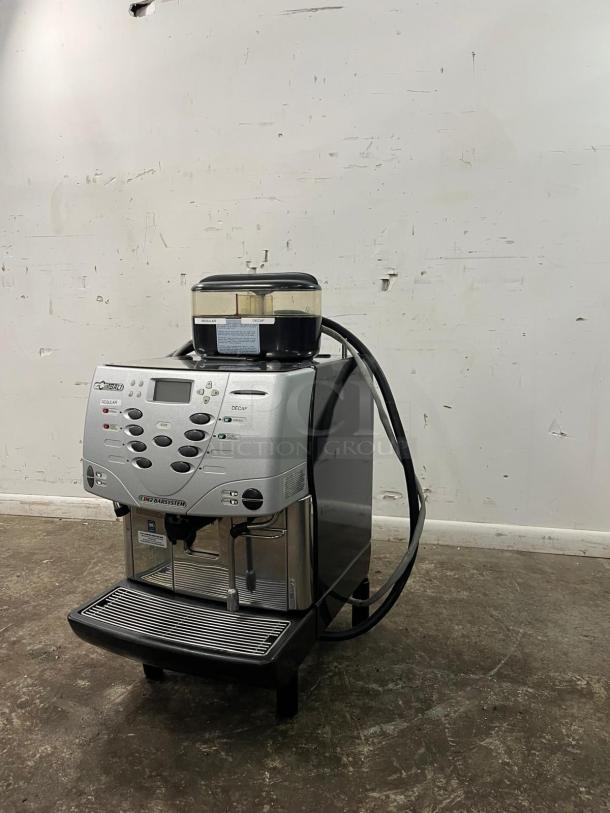 LA CIMBALI M2 BARSYSTEM commercial espresso machine, silver, fully automatic, robust design, visible control panel and spout.