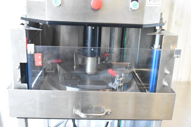AM Manufacturing LT1800BH metal hot pizza press, commercial floor style, 208 volts, 3 phase, in good condition.