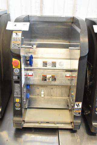 Autec ASM865A Audio-Technica countertop sushi maker, stainless steel, commercial use, 120V, 1 phase, control panel, warning labels.