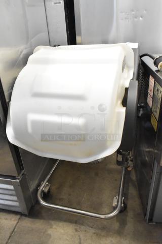 Autec ASM780A commercial sushi machine on casters, metal frame, 120V, 1 phase. Includes labels with operating instructions.