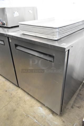 2019 Delfield 406P-STAR2 stainless steel undercounter cooler with single door, commercial casters, 115V, 1 phase.