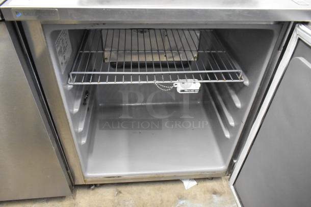 2019 Delfield 406P-STAR2 stainless steel undercounter cooler with commercial casters. Single door, 115V, 1 phase. Clean interior.