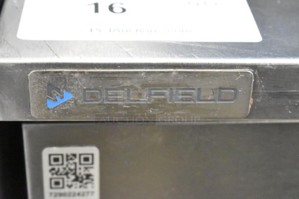 2020 Delfield 406P-STAR2 undercounter cooler, stainless steel, commercial casters, Delfield branding visible. 115V, 1 Phase.