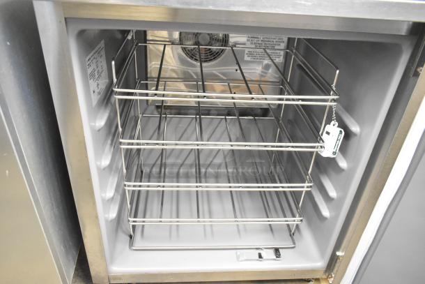 2020 Delfield 406P-STAR2 stainless steel undercounter cooler, single door, on casters, 115V, 1 phase, internal racks.