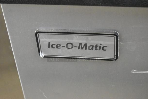 2023 Ice-O-Matic B55PSC commercial ice bin, stainless steel, logo visible, excellent condition.