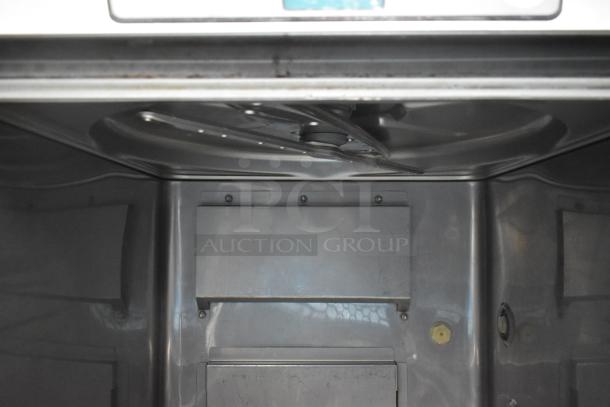 2018 Hobart LXER stainless steel commercial undercounter dishwasher interior, showing spray arm. Suitable for 120/208-240V, 1 phase.