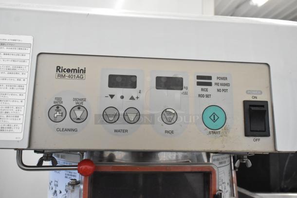 Ricemini RM-401AG rice washing machine, commercial floor style, 100V, controls for water and rice, used condition.