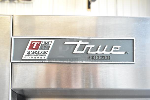 2017 True T-19F stainless steel commercial freezer with a True Manufacturing Company logo. Model T-19F, 115 volts, single door.