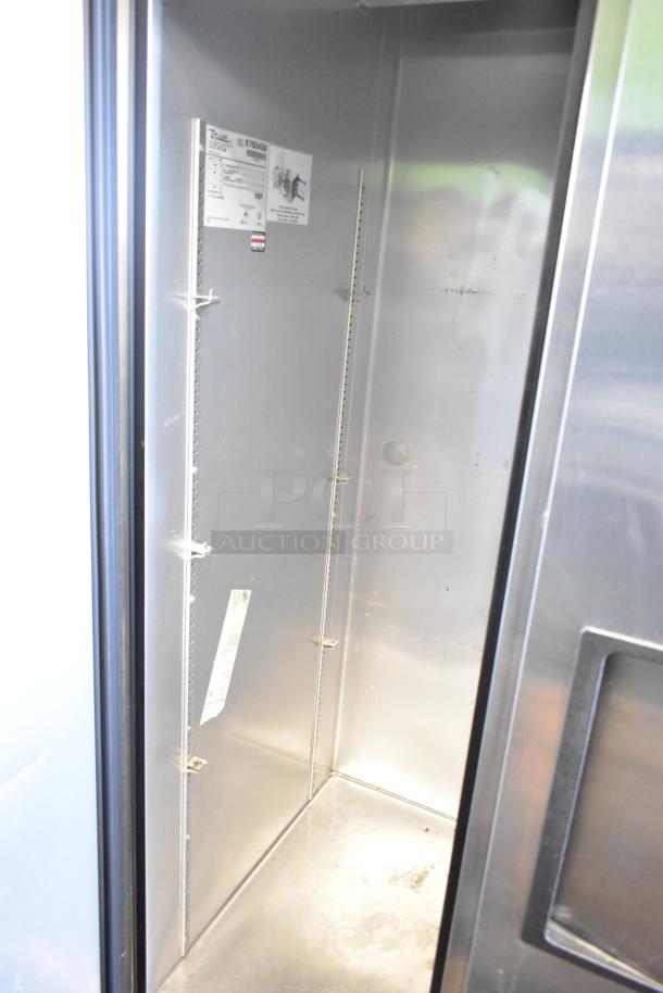 2016 True T-35 stainless steel commercial 2-door reach-in cooler, 115 volts, 1 phase, internal label shown, clean interior.