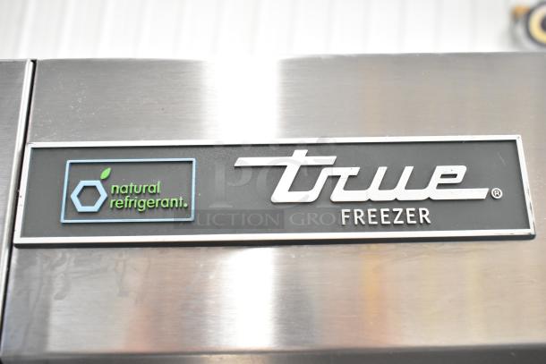 2023 True T-19F-HC Stainless Steel Freezer with natural refrigerant label, 115V, commercial casters, single door model.