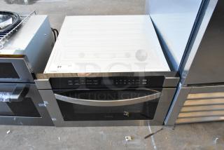 Brand new 2025 KoolMore KM-MD-1SS stainless steel microwave drawer, 1.2 Cu. Ft., wall-mounted, flat bottom. Scratch and dent model.