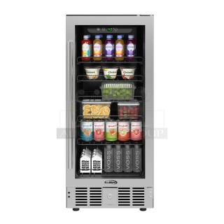 KoolMore KM-BIR3C-GD stainless steel glass-door refrigerator, brand new, 115V, 1 phase, beverage cooler, scratch and dent condition.