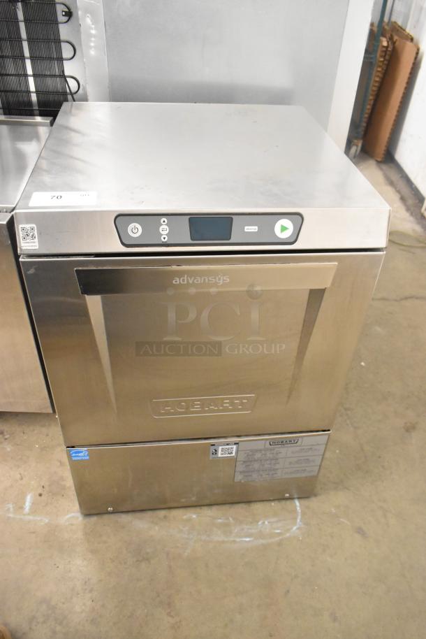 2023 Hobart LXER stainless steel undercounter dishwasher, commercial-grade, 120/208-240V, 1 phase, with control panel.