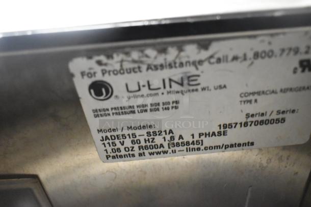 2019 Uline JADE515-SS21A stainless steel cold brew nitro dispenser label, 115V, 1 phase, commercial use.