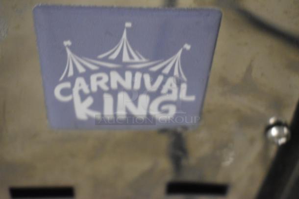 Carnival King label on the JETCOF 480M refrigerated beverage dispenser, showcasing brand authenticity.