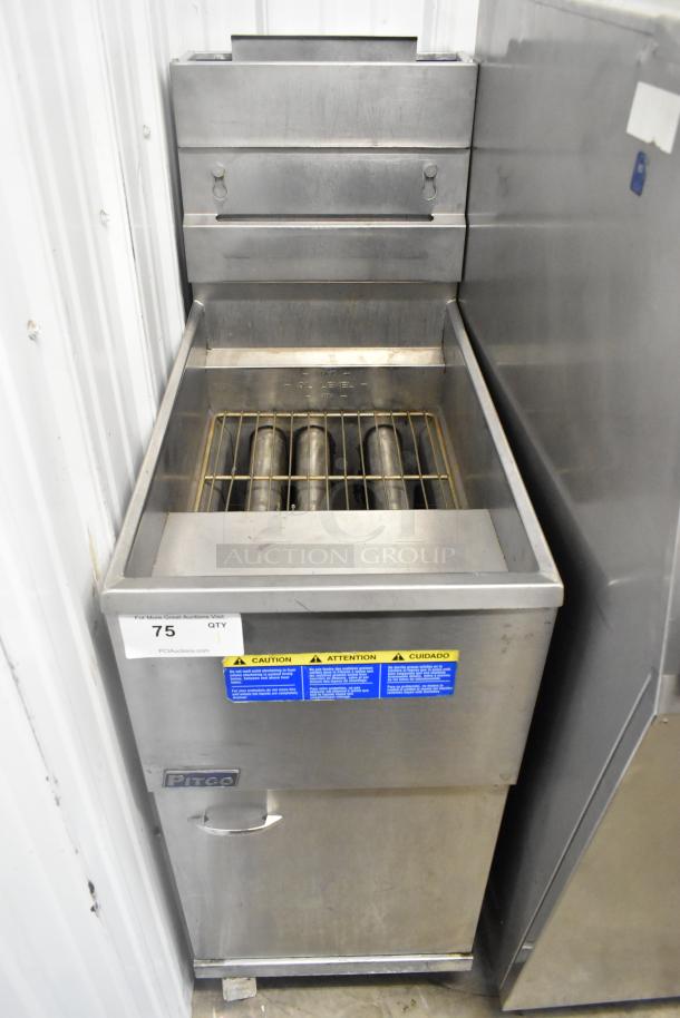 2018 Pitco Frialator 35C stainless steel commercial deep fat fryer, floor style, natural gas, 90,000 BTU, excellent condition.