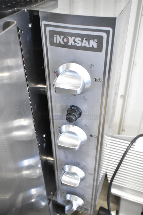 2023 Inoksan PDG400N Stainless Steel Gyro Machine, natural gas powered, features control knobs and Inoksan branding.