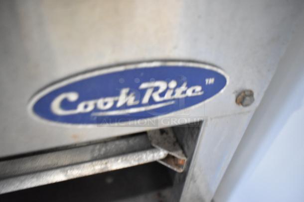 Cook Rite stainless steel commercial gas countertop burner with visible logo tag, used condition.