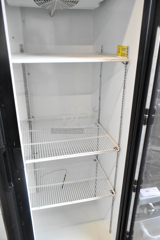 Imbera VRD37 metal commercial 2-door cooler with poly-coated racks, 115V, 1 phase, open interior view, excellent condition.