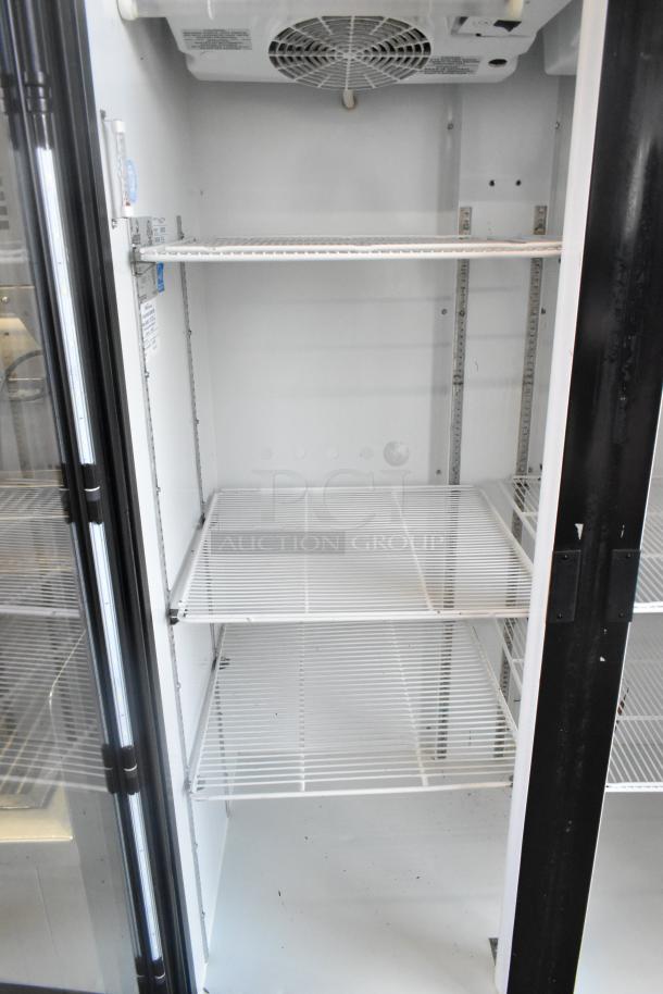 Imbera VRD37 metal commercial cooler, 2-door reach-in, poly coated racks, 115 volts, pristine condition.