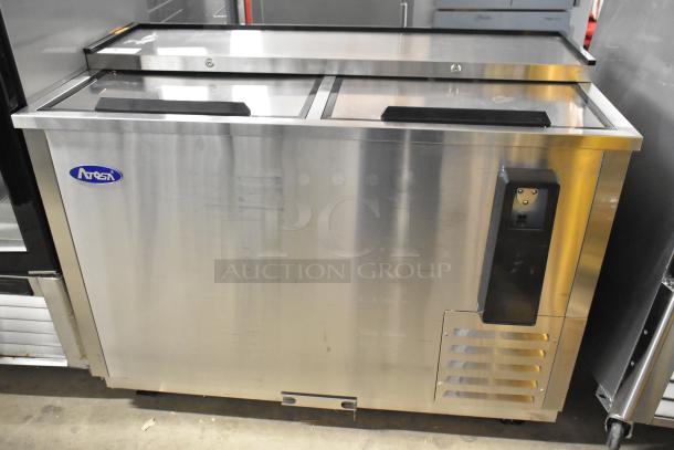 BRAND NEW 2023 Atosa MBC50GR Stainless Steel Back Bar Cooler, 2 Sliding Lids, Commercial Casters, 115V, 1 Phase.