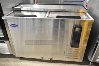 BRAND NEW 2023 Atosa MBC50GR Stainless Steel Back Bar Cooler, 2 Sliding Lids, Commercial Casters, 115V, 1 Phase.