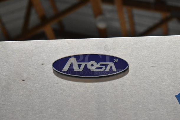 2021 Atosa MBF8002GR stainless steel freezer logo, scratch and dent condition, commercial use, blue label.