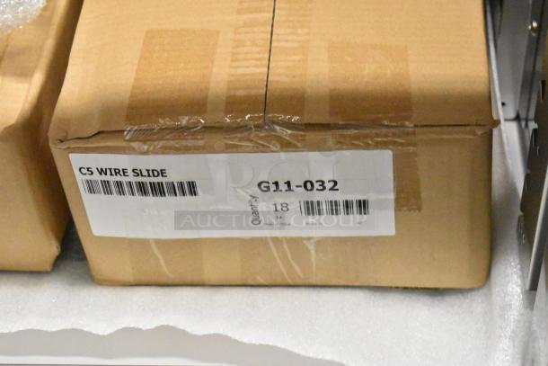 Box labeled "C5 Wire Slide" with barcode G11-032, quantity 18, made in China, displayed on a shelf.
