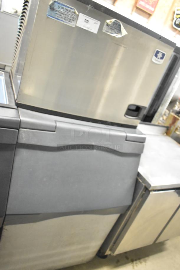 Manitowoc ID0503W-161 stainless steel commercial ice head on bin, 115V, 1 phase, with visible labels; used condition.