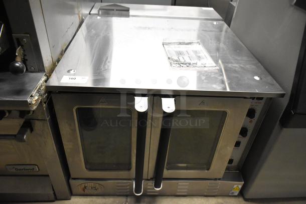Cooking Performance Group 351FGC100DDN stainless steel commercial convection oven, natural gas, 60,000 BTU, view-through doors.