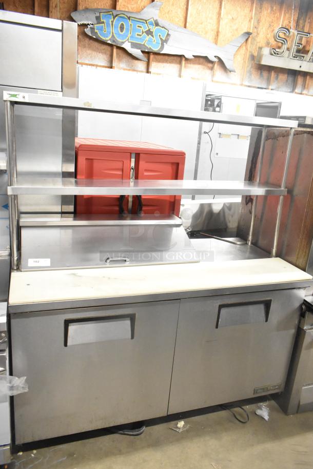 2017 True TSSU-60-10-HC stainless steel prep table, bain marie, 2-tier shelf, used condition, 115V, 1 phase.