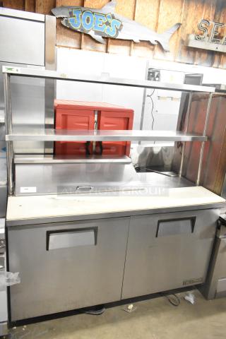 2017 True TSSU-60-10-HC stainless steel prep table, bain marie, 2-tier shelf, used condition, 115V, 1 phase.