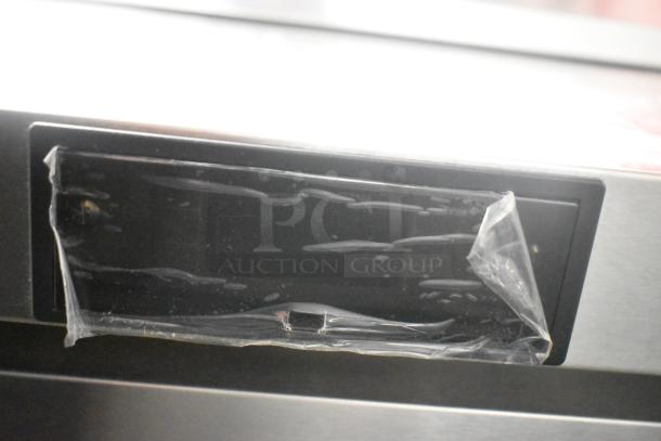 2021 Atosa MSF8301GR Stainless Steel Prep Table. Protective film partially removed. Commercial casters, 115V, 1 Phase.