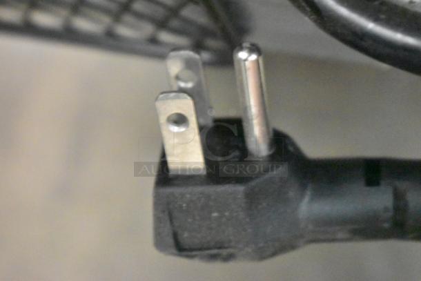 Close-up of power plug for 2021 Atosa MSF8301GR Stainless Steel Prep Table. Model info not visible.