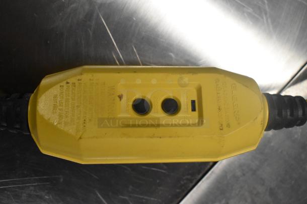 BRAND NEW Lavex Metal Commercial Floor Burnisher, 115V, 1 Phase, with minor scratches and dents. Features durable yellow control box with test and reset buttons.