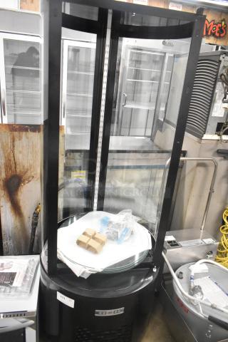 Brand new Avantco 193BCR15HCB black refrigerated display case. Scratch and dent, missing glass pane. 110-120V, 1 phase.