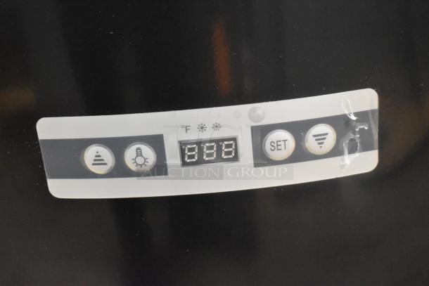 Avantco 193BCR15HCB control panel showing digital display and buttons. For commercial refrigerated display case.
