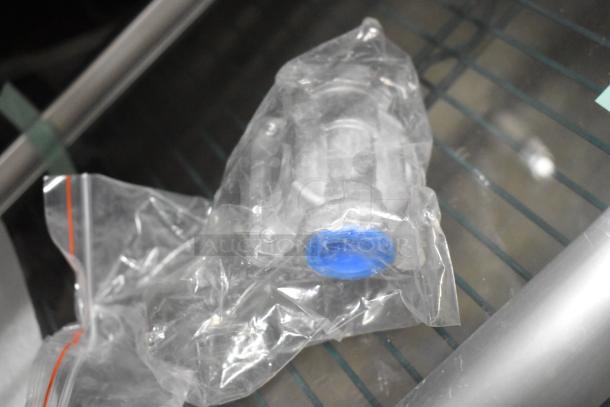 3 brand new, scratch and dent items: Lancaster Table & Seating 10" cast iron table base spider, glass pane, gas connector.