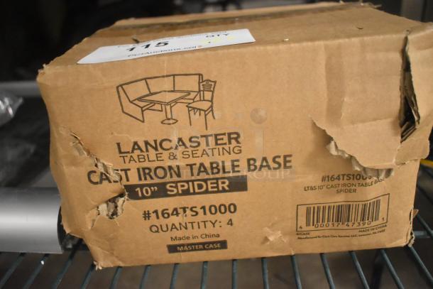 3 brand new scratch and dent Lancaster Table & Seating 10" cast iron table base spiders in damaged box. Model #164TS1000.