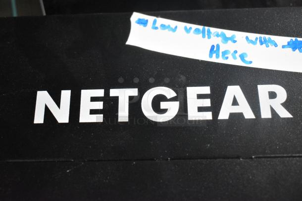 Netgear GS308PP 8 Port Gigabit Ethernet switch shown with branding. Includes note: "Low voltage with #Here".