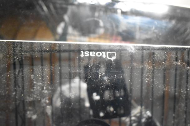 Dusty Toast POS System monitor with logo, part of a 6-item lot including card reader and barcode scanner.