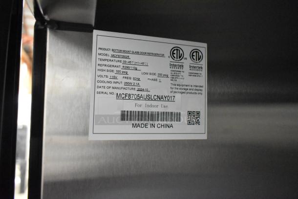 2024 Atosa MCF8705GR stainless steel single door cooler; one caster missing, 115V, poly coated racks, commercial grade.