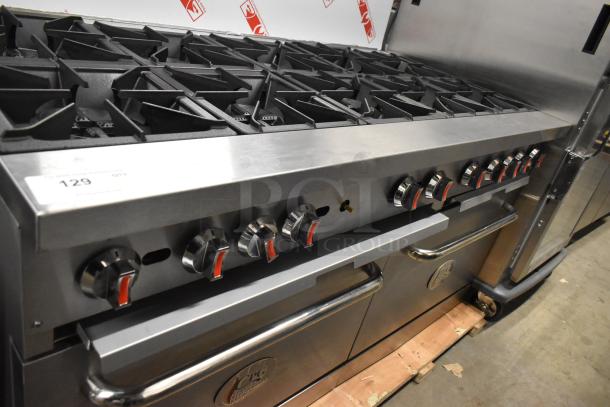 BRAND NEW 2025 CPG 351S60N 60" Stainless Steel Range with 10 Burners, 2 Ovens, Shelf, and Back Splash. 360,000 BTU.
