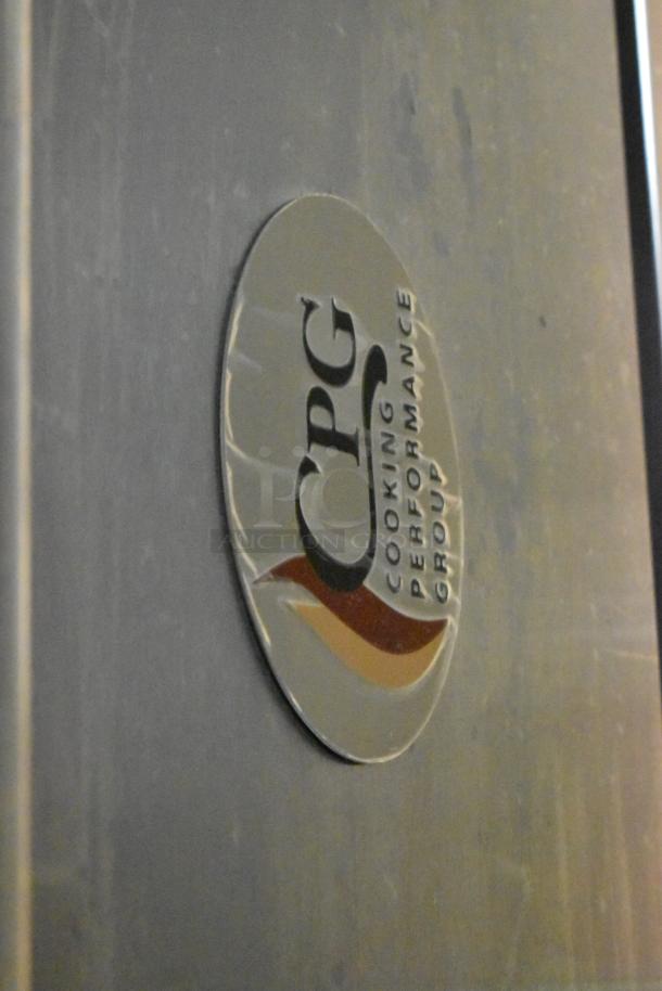 CPG 351S60N logo on a stainless steel surface, part of a commercial 10-burner gas range.