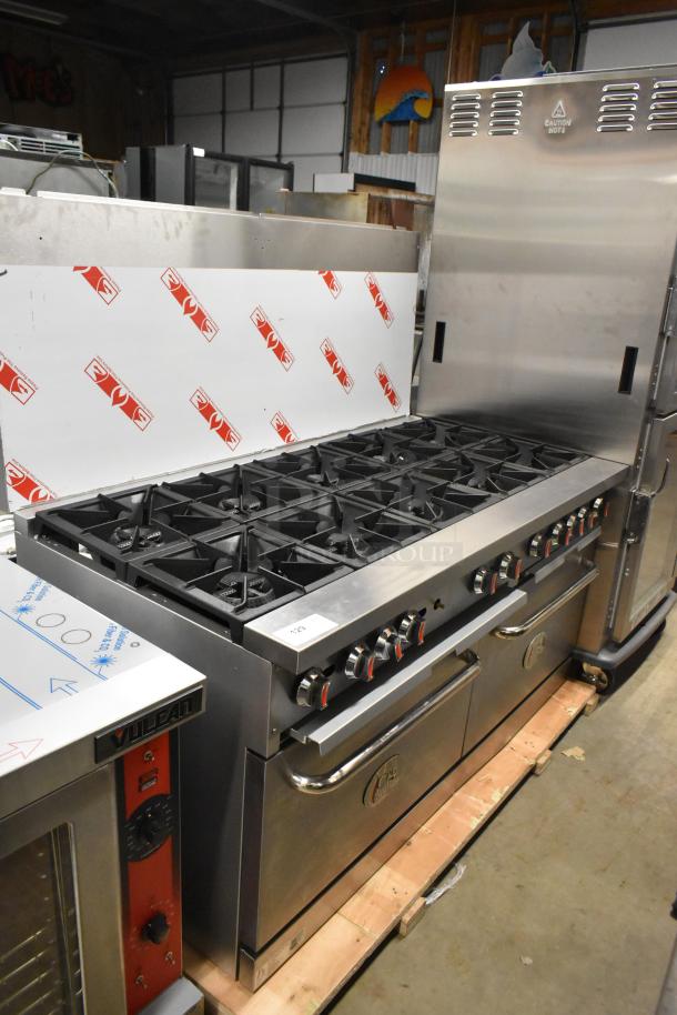 Brand new 2025 Cooking Performance Group 351S60N commercial range, 10 burners, 2 ovens, stainless steel, 360,000 BTU.