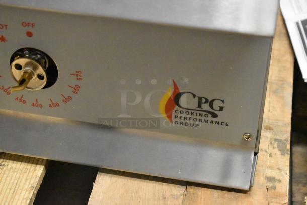 Cooking Performance Group stainless steel 72" natural gas countertop griddle, model 351GTCPG72NL, thermostatic controls, scratch and dent.