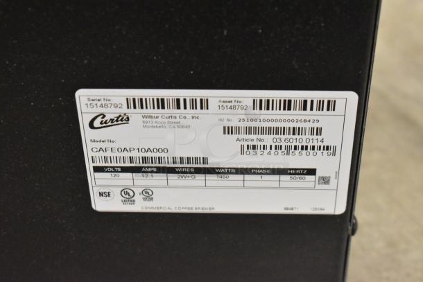 Brand new Curtis CAFE0AP10A000 airpot coffee brewer. Stainless steel, 2.2L capacity, 120V, 1-phase. Scratch and dent.