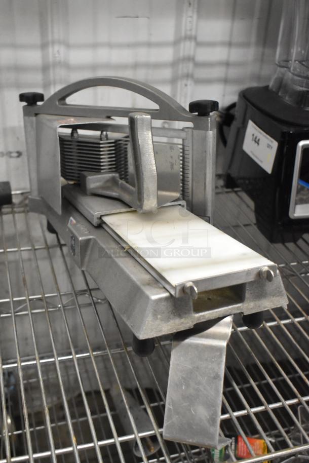 Nemco Metal Commercial Countertop Tomato Slicer, durable metal build, used condition, ideal for slicing tomatoes quickly.