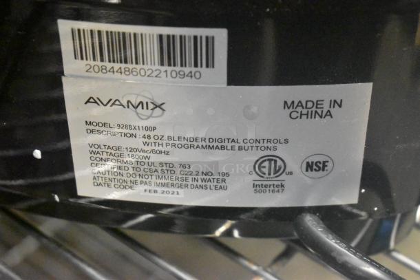 BRAND NEW SCRATCH AND DENT 2021 AvaMix 928BX1100P blender, 3 1/2 hp, programmable touchpad, 48 oz. Tritan jar, 120 volts.